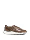Santoni Panelled Leather Sneakers In Brown
