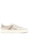 Santoni Panelled Leather Sneakers In Gray