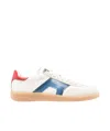 Santoni Dba Mixed Leather Low-top Sneakers In White/multicolor