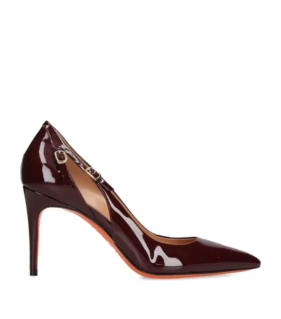 Santoni Patent Leather Audrey Pumps 80 In Burgundy