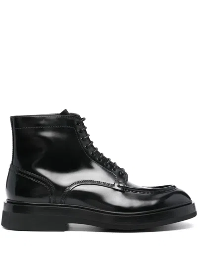 Santoni Calf Leather Boots In Black
