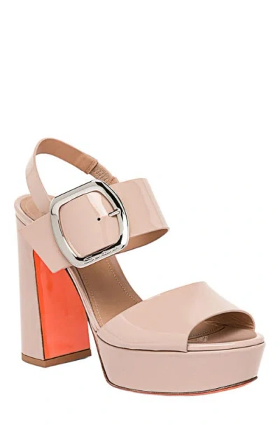 Santoni Patent Leather High-heel Sandal In Pink