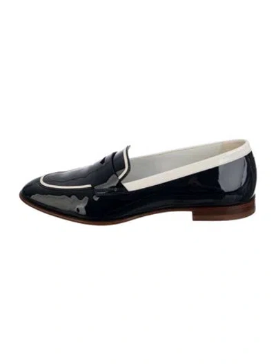 Pre-owned Santoni Patent Leather Loafers In Blue