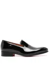 Santoni Brody Loafers In Black Patent Leather In Schwarz