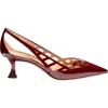 Santoni Patent Leather Mid-heel Pump In Red