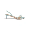 Santoni Patent Leather Mid-heel Sandal In Blue