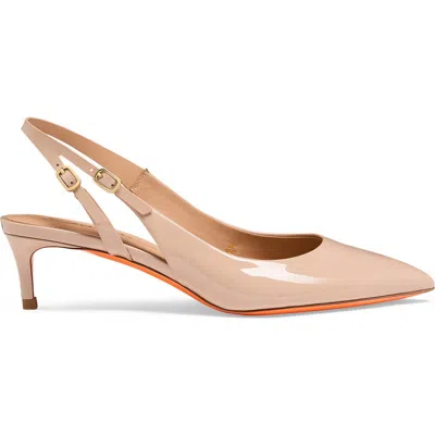 SANTONI PATENT LEATHER MID-HEEL SLINGBACK