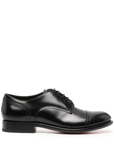 Santoni Patent Leather Oxford Shoes In Black