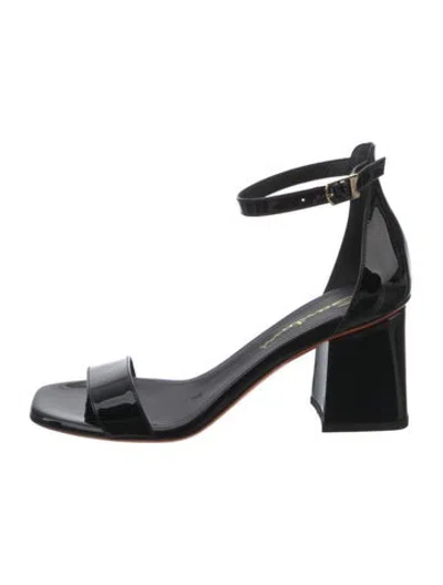 Pre-owned Santoni Patent Leather Sandals In Black