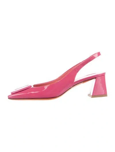 Pre-owned Santoni Patent Leather Slingback Flats In Pink