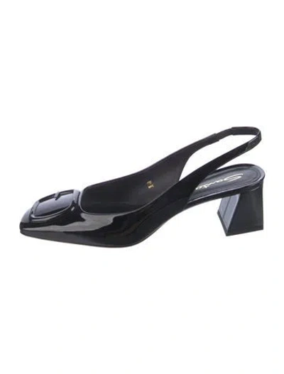 Pre-owned Santoni Patent Leather Slingback Pumps In Black