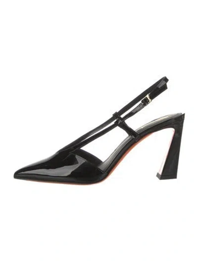 Pre-owned Santoni Patent Leather Slingback Pumps In Black
