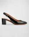 Santoni Patent Leather Slingback Pumps In Black