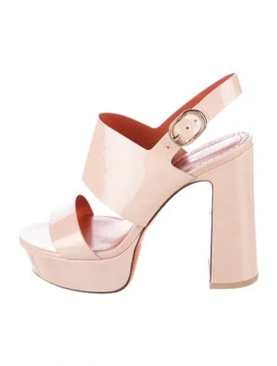Pre-owned Santoni Patent Leather Slingback Sandals In Pink