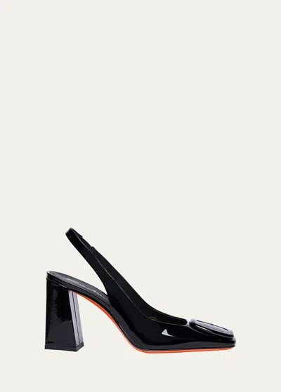 Santoni Peaches Patent Buckle Slingback Pumps In Multi