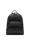 Santoni Grained-texture Leather Backpack In Black
