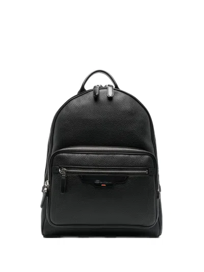 SANTONI PEBBLE-LEATHER BACKPACK