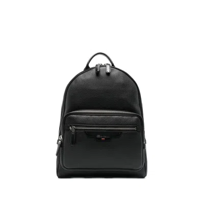 Santoni Pebble-leather Backpack In Black