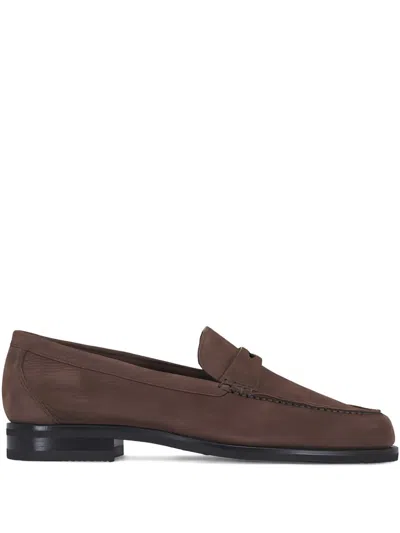 Santoni Penny Loafers In Brown