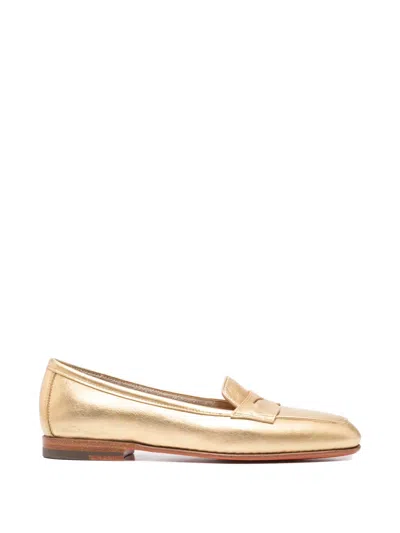 Santoni Penny-slot Loafers In Gold