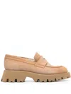Santoni Penny Slot Suede Loafers In 褐色