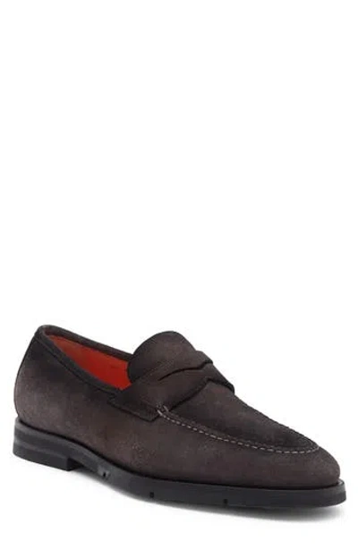 Santoni Perfect Penny Loafer In Grey