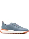 Santoni Perforated-design Leather Sneakers In Blue