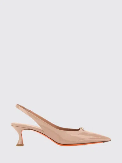 Santoni Antiqued Leather Sabino Pumps With 5.5 Cm Heel In Pink