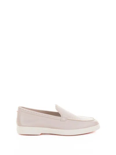 Santoni Pink Leather Moccasin In Multi