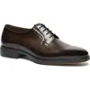Santoni Plain Toe Leather Derby In Brown