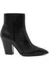 Santoni Pointed-toe Block-heel Boots In Black