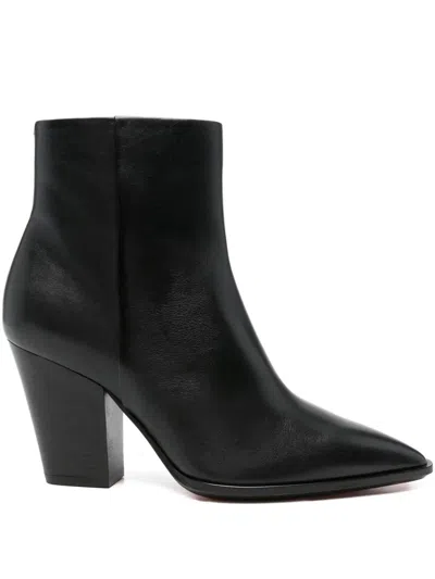 Santoni Pointed-toe Block-heel Boots In Black