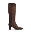 Santoni 50mm Suede Mid-heel Boots In Brown