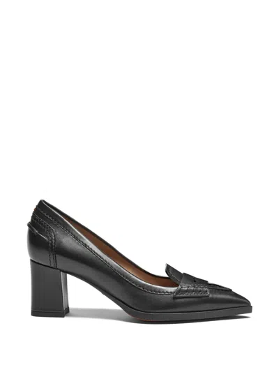 Santoni Spitze Pumps Mit Penny-riemen In Black