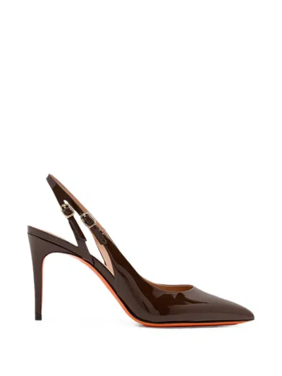 Santoni Pointed-toe Slingback Pumps In Brown