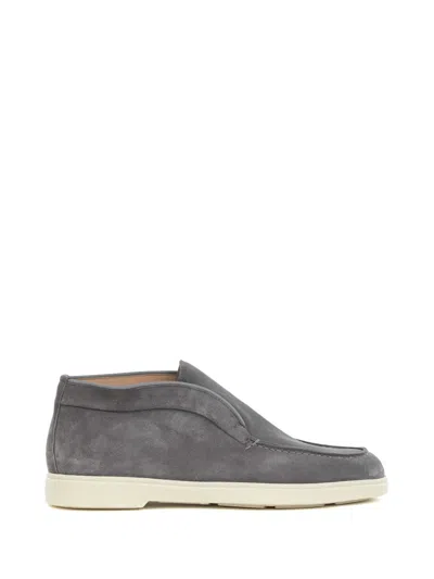 Santoni Polish Slip On Grey Suede Women In Grigio