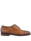 Santoni Man Lace-up Shoes Camel Size 7.5 Soft Leather In Brown/brown
