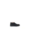 Santoni Midnight Blue Calf Suede Slip-on Shoes With Branded Insole In Black