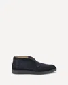 Santoni Midnight Blue Calf Suede Slip-on Shoes With Branded Insole In Blue