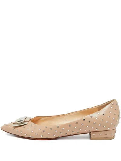 Pre-owned Santoni  Pointed-toe Studded Ballet Flats
