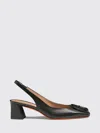 Santoni Lemon Buckle Slingback Leather Pumps In Black