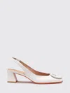 Santoni 50mm Corolle Leather Slingback Buckle Pumps In White