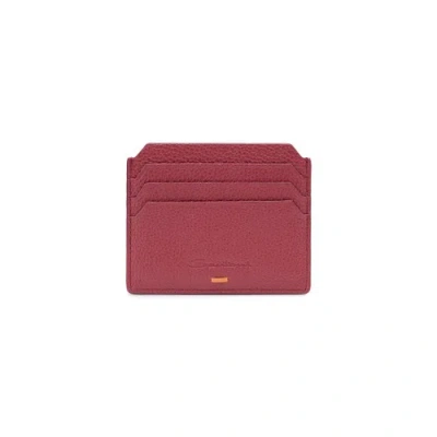 Santoni Red Tumbled Leather Credit Card Holder Conero Red