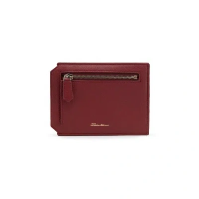 Santoni Red Tumbled Leather Document Holder
