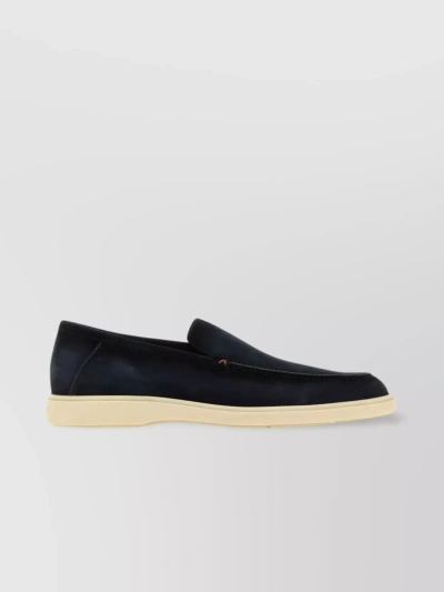 Santoni Refined Round Toe Suede Loafers