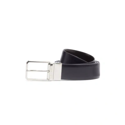 Santoni Reversible And Adjustable Black And Dark Brown Leather Belt Fumo Black