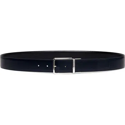 Santoni Reversible Leather Belt In Black