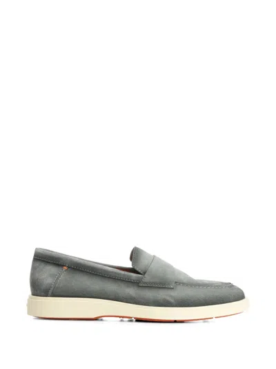Santoni Revolve Suede Loafers In Gray