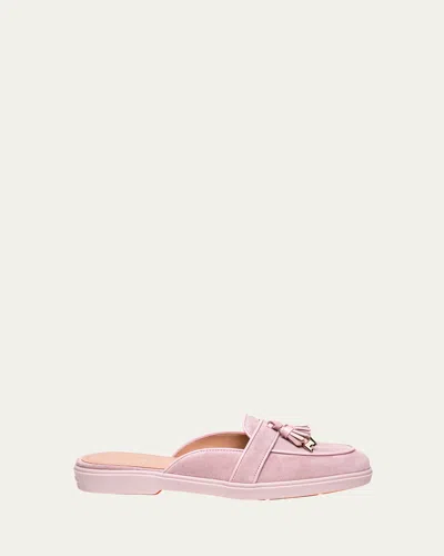 Santoni Riviera Sabot Penny Loafer Mules In Pink