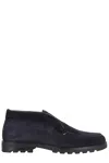 Santoni Rock Ankle Boot In Suede In Black